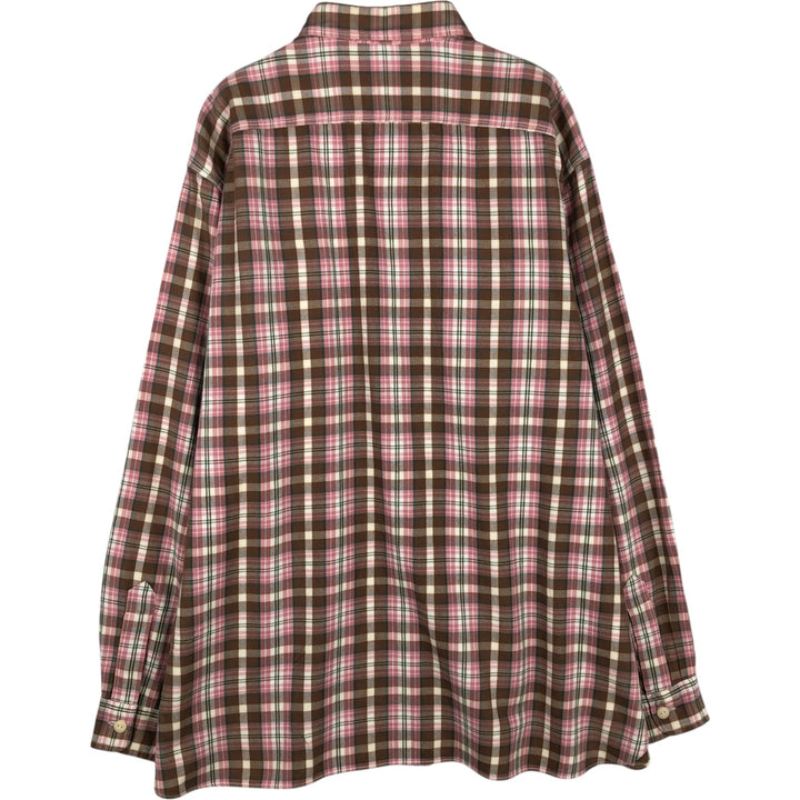 Ralph Lauren POLO by Ralph Lauren EMMONS Long-Sleeve Cotton Check Shirt, Men's Size XL (approx.) cotton brown type Vintage Second Hand