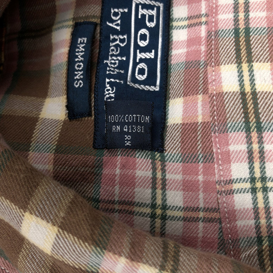 Ralph Lauren POLO by Ralph Lauren EMMONS Long-Sleeve Cotton Check Shirt, Men's Size XL (approx.) cotton brown type Vintage Second Hand