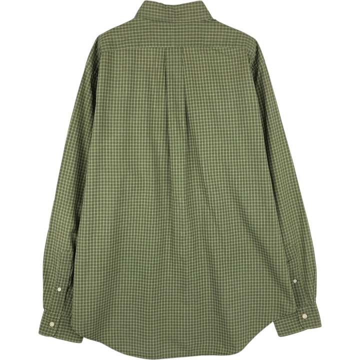Ralph Lauren Classic Fit Long Sleeve Button Down Check Shirt, Men's Size L cotton green type Vintage Second Hand