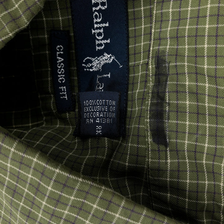 Ralph Lauren Classic Fit Long Sleeve Button Down Check Shirt, Men's Size L cotton green type Vintage Second Hand