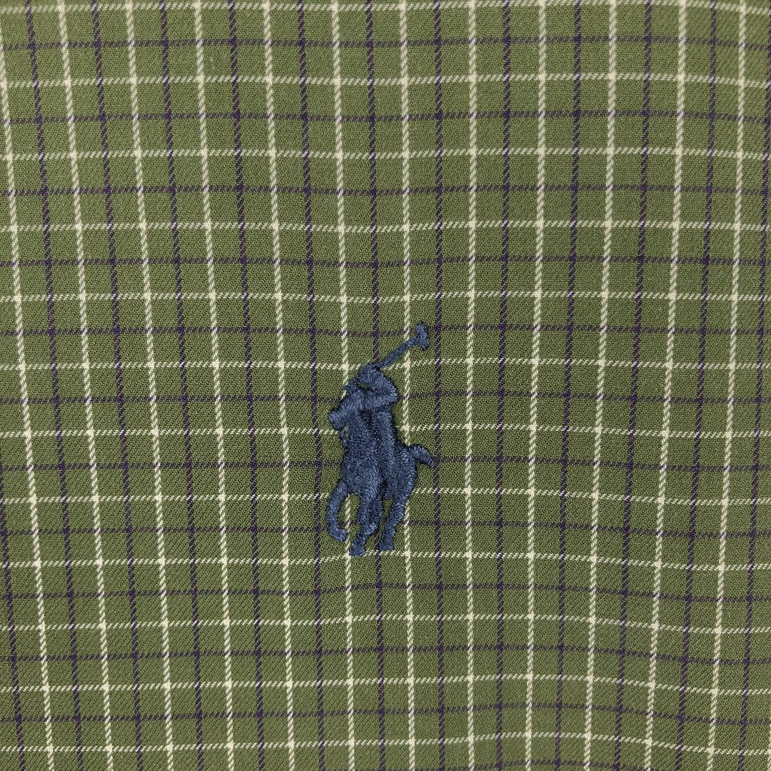 Ralph Lauren Classic Fit Long Sleeve Button Down Check Shirt, Men's Size L cotton green type Vintage Second Hand