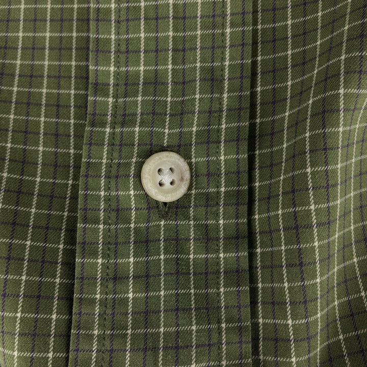 Ralph Lauren Classic Fit Long Sleeve Button Down Check Shirt, Men's Size L cotton green type Vintage Second Hand
