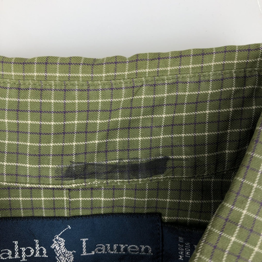 Ralph Lauren Classic Fit Long Sleeve Button Down Check Shirt, Men's Size L cotton green type Vintage Second Hand