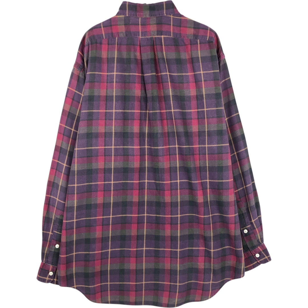 Ralph Lauren long sleeve button down check shirt, men's size L cotton purple type Vintage Second Hand