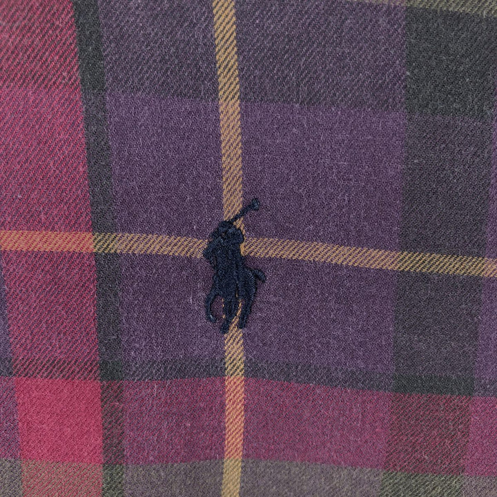 Ralph Lauren long sleeve button down check shirt, men's size L cotton purple type Vintage Second Hand