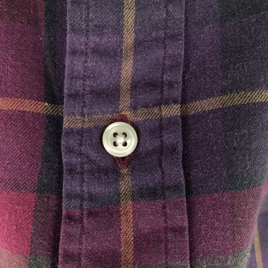 Ralph Lauren long sleeve button down check shirt, men's size L cotton purple type Vintage Second Hand