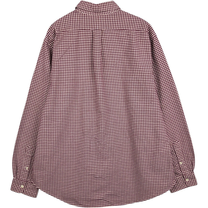 Ralph Lauren CUSTOM FIT Gingham Check Long Sleeve Button Down Check Shirt Men's XL cotton burgundy type Vintage Second Hand