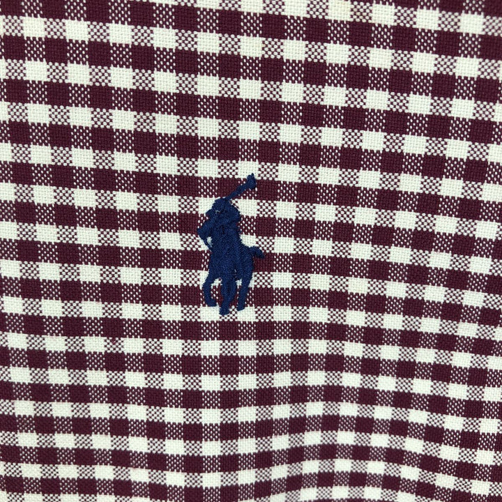 Ralph Lauren CUSTOM FIT Gingham Check Long Sleeve Button Down Check Shirt Men's XL cotton burgundy type Vintage Second Hand