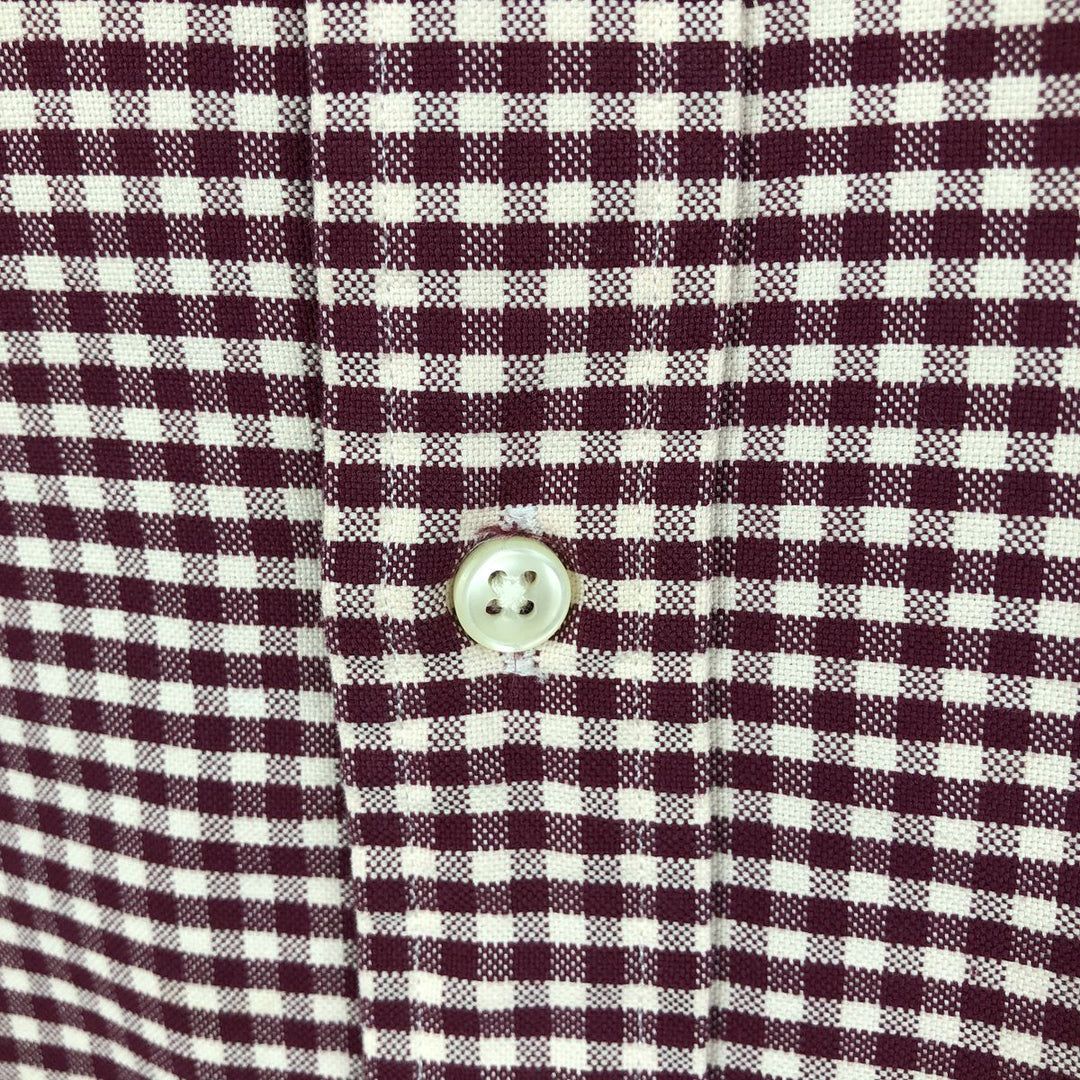 Ralph Lauren CUSTOM FIT Gingham Check Long Sleeve Button Down Check Shirt Men's XL cotton burgundy type Vintage Second Hand