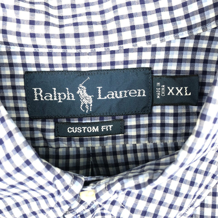 Ralph Lauren CUSTOM FIT long sleeve button down check shirt men's XXL cotton Blue type light blue Vintage Second Hand