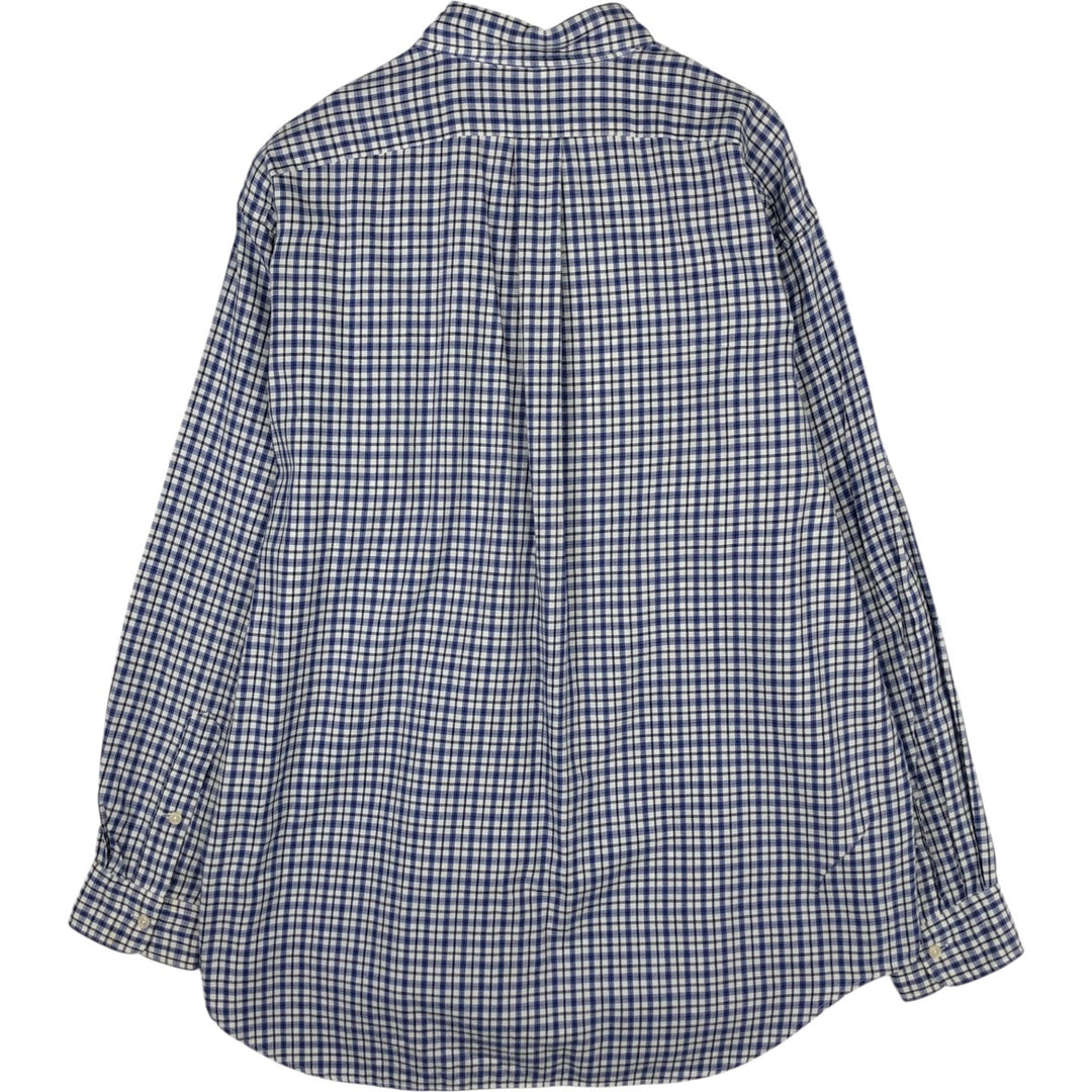 Ralph Lauren BLAIRE long sleeve button down check shirt, men's size L cotton white type Vintage Second Hand