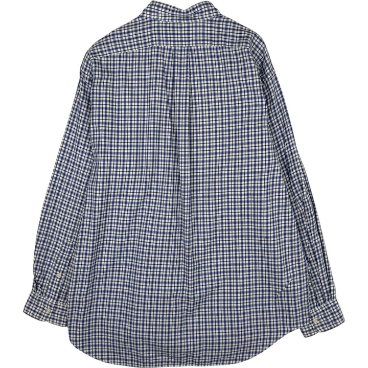 Ralph Lauren BLAIRE long sleeve button down check shirt, men's size L cotton white type Vintage Second Hand