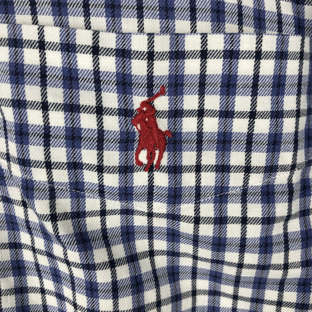 Ralph Lauren BLAIRE long sleeve button down check shirt, men's size L cotton white type Vintage Second Hand