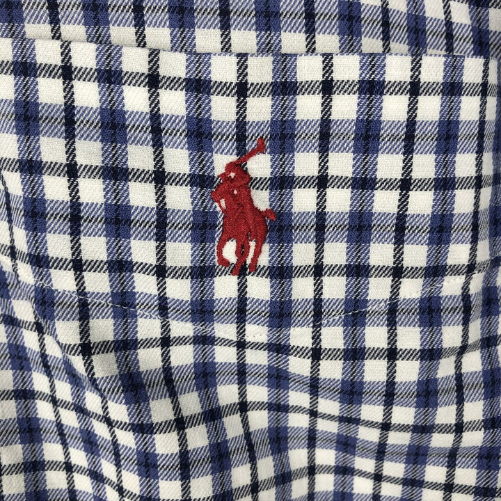 Ralph Lauren BLAIRE long sleeve button down check shirt, men's size L cotton white type Vintage Second Hand