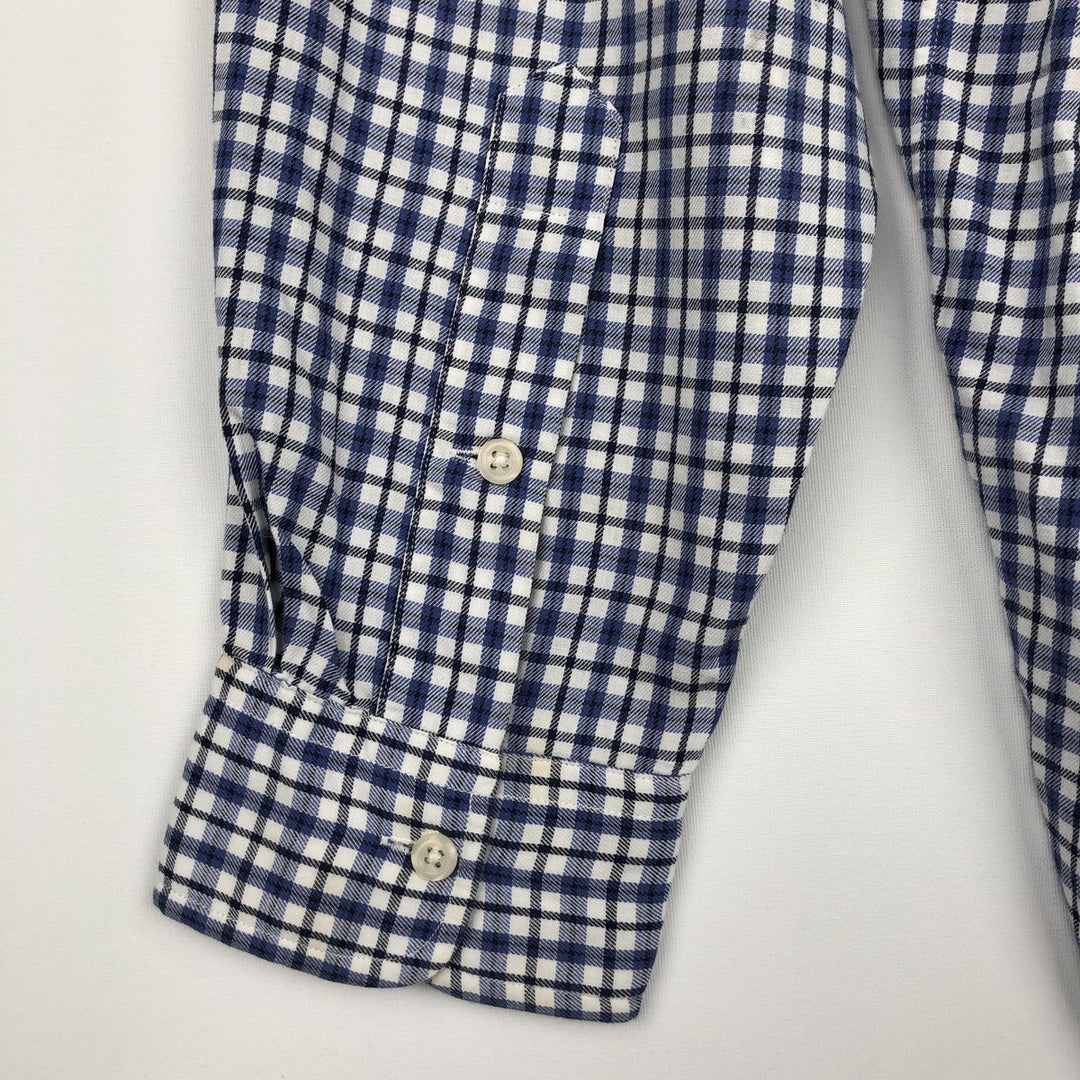 Ralph Lauren BLAIRE long sleeve button down check shirt, men's size L cotton white type Vintage Second Hand