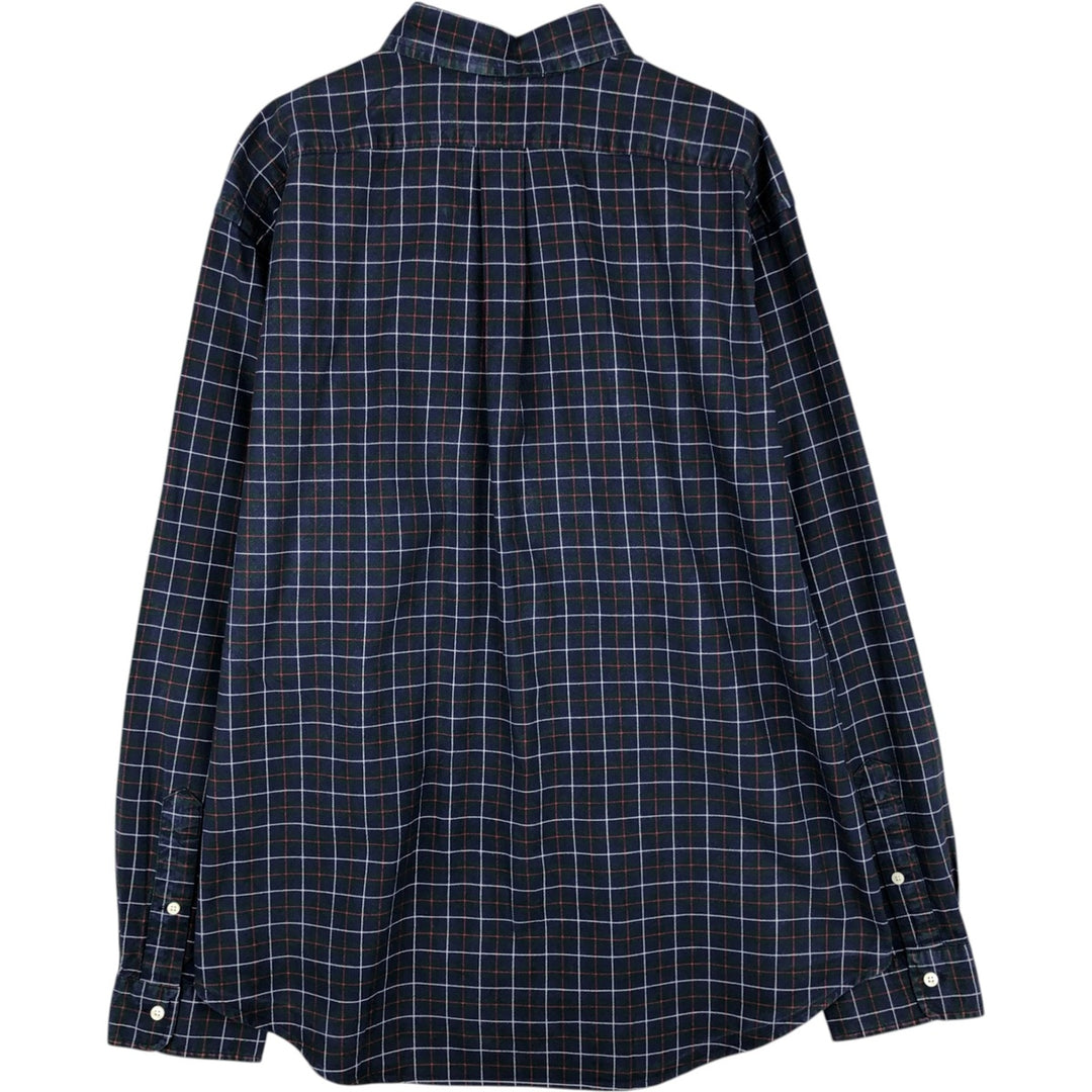 Ralph Lauren Classic Fit Long Sleeve Button Down Check Shirt Men's XL cotton navy blue type Vintage Second Hand