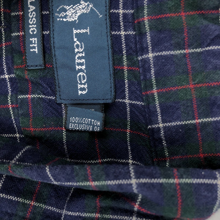 Ralph Lauren Classic Fit Long Sleeve Button Down Check Shirt Men's XL cotton navy blue type Vintage Second Hand