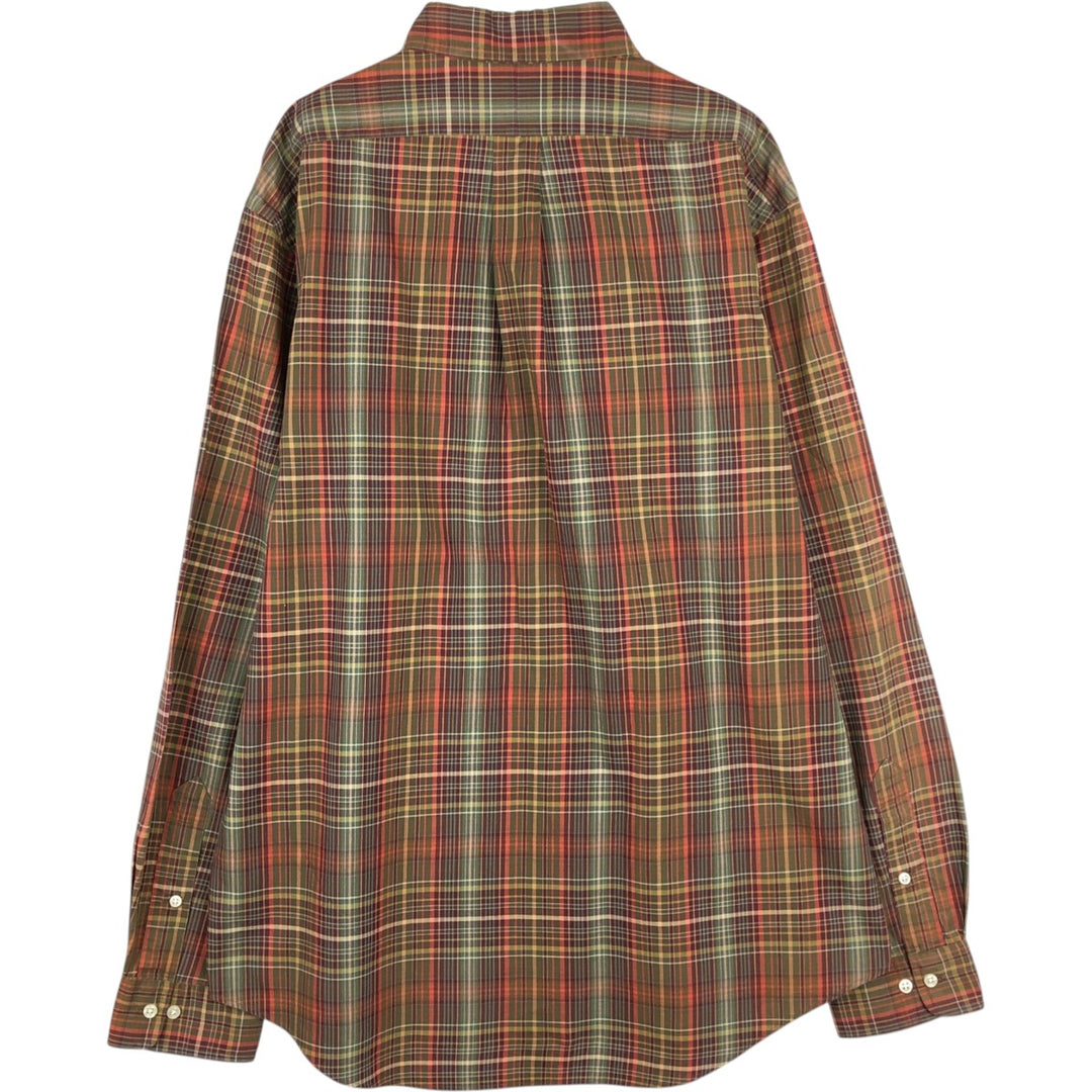 Ralph Lauren POLO by Ralph Lauren CUSTOM FIT long-sleeved button-down check shirt, men's size XL cotton brown type Vintage Second Hand