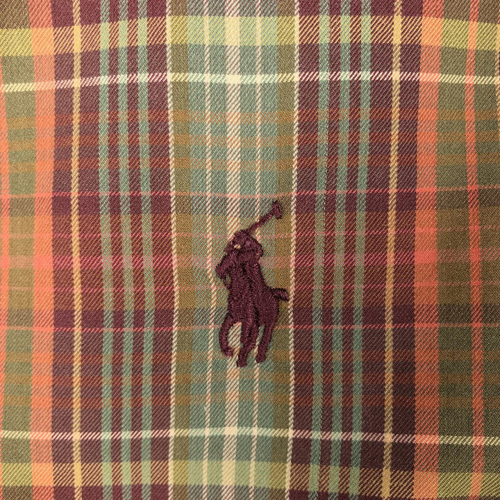 Ralph Lauren POLO by Ralph Lauren CUSTOM FIT long-sleeved button-down check shirt, men's size XL cotton brown type Vintage Second Hand