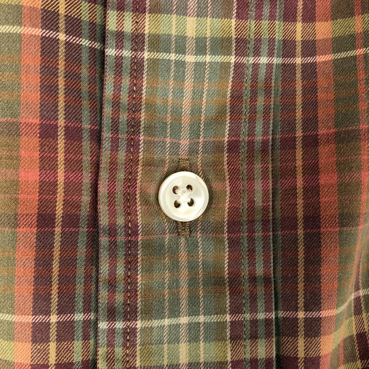Ralph Lauren POLO by Ralph Lauren CUSTOM FIT long-sleeved button-down check shirt, men's size XL cotton brown type Vintage Second Hand