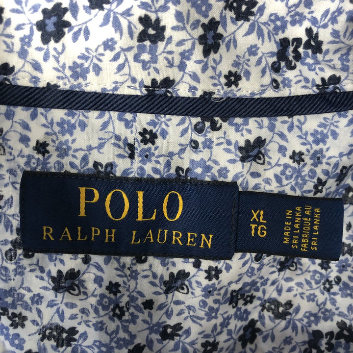 Ralph Lauren POLO RALPH LAUREN All-over Botanical Pattern Wide Collar Long Sleeve Cotton Shirt Men's XL (approx.) cotton white type Vintage Second Hand
