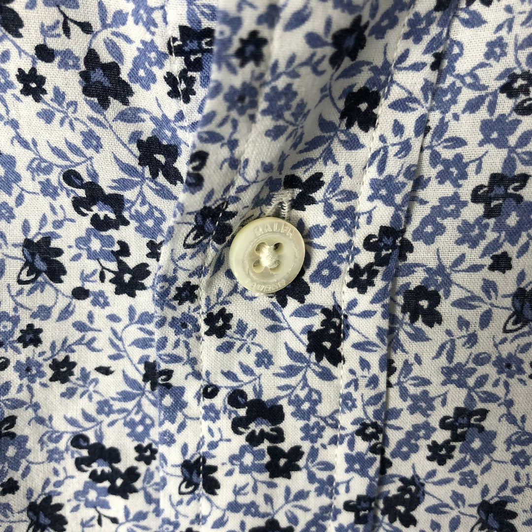 Ralph Lauren POLO RALPH LAUREN All-over Botanical Pattern Wide Collar Long Sleeve Cotton Shirt Men's XL (approx.) cotton white type Vintage Second Hand