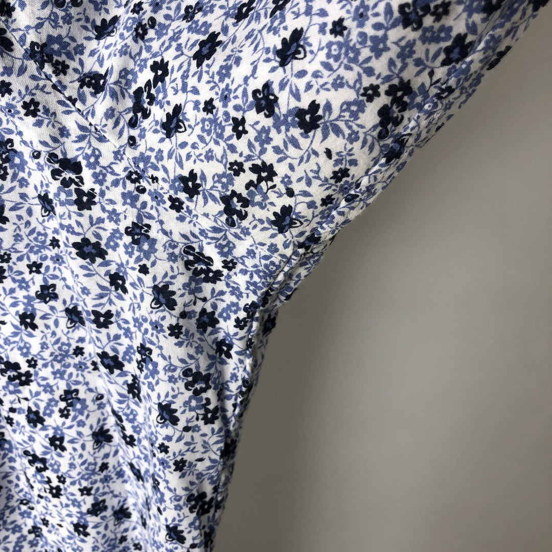 Ralph Lauren POLO RALPH LAUREN All-over Botanical Pattern Wide Collar Long Sleeve Cotton Shirt Men's XL (approx.) cotton white type Vintage Second Hand