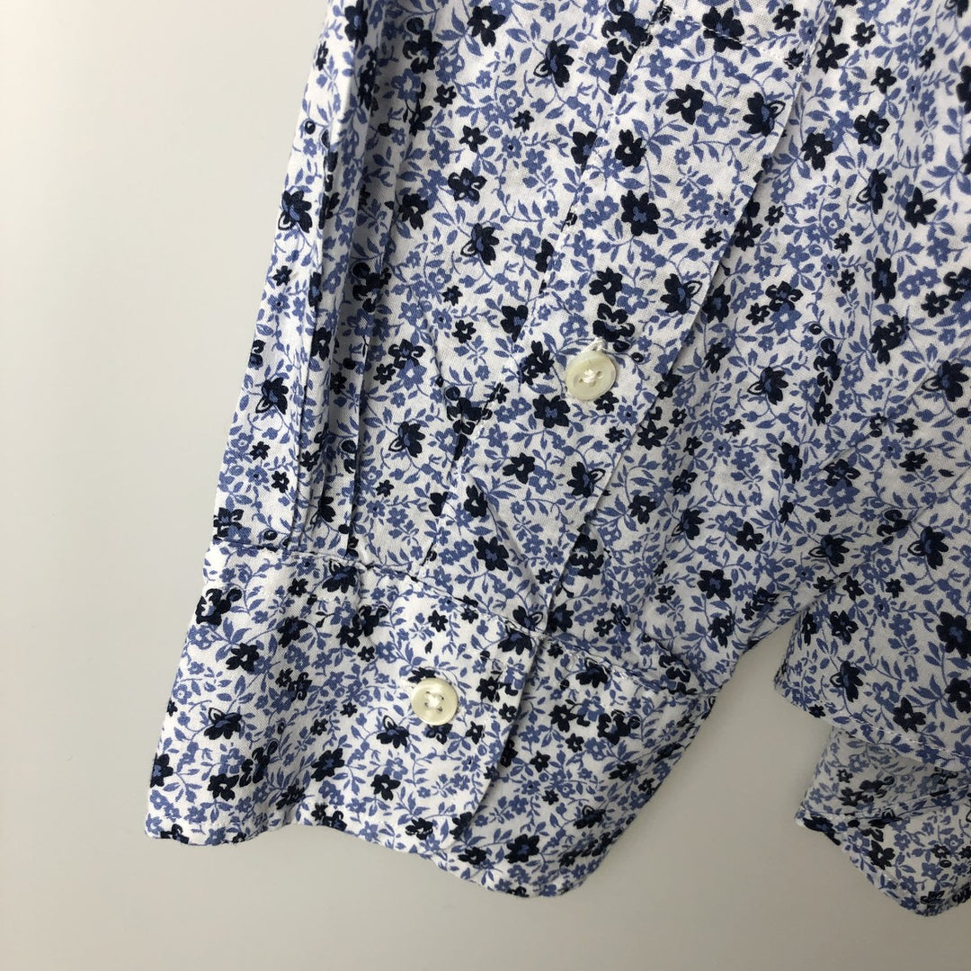 Ralph Lauren POLO RALPH LAUREN All-over Botanical Pattern Wide Collar Long Sleeve Cotton Shirt Men's XL (approx.) cotton white type Vintage Second Hand