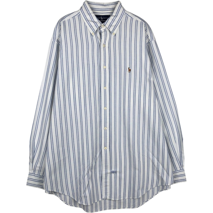 Ralph Lauren YARMOUTH Long Sleeve Button-Down Striped Shirt, Men's Size L cotton white type Vintage Second Hand