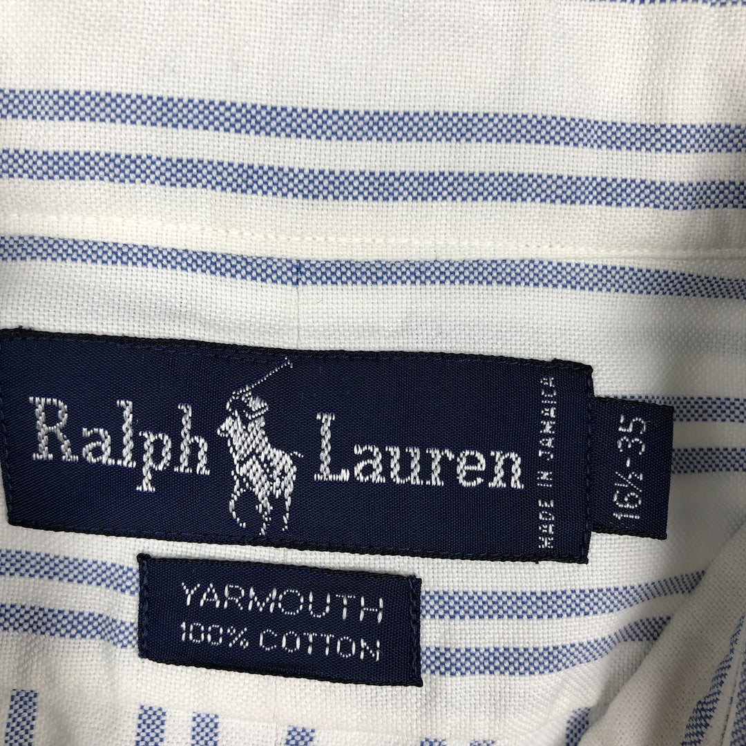 Ralph Lauren YARMOUTH Long Sleeve Button-Down Striped Shirt, Men's Size L cotton white type Vintage Second Hand