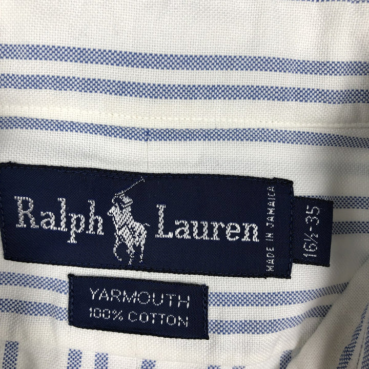 Ralph Lauren YARMOUTH Long Sleeve Button-Down Striped Shirt, Men's Size L cotton white type Vintage Second Hand