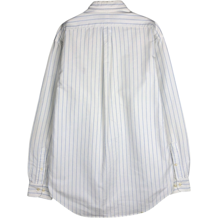 Ralph Lauren YARMOUTH Long Sleeve Button-Down Striped Shirt, Men's M Size cotton white type Vintage Second Hand