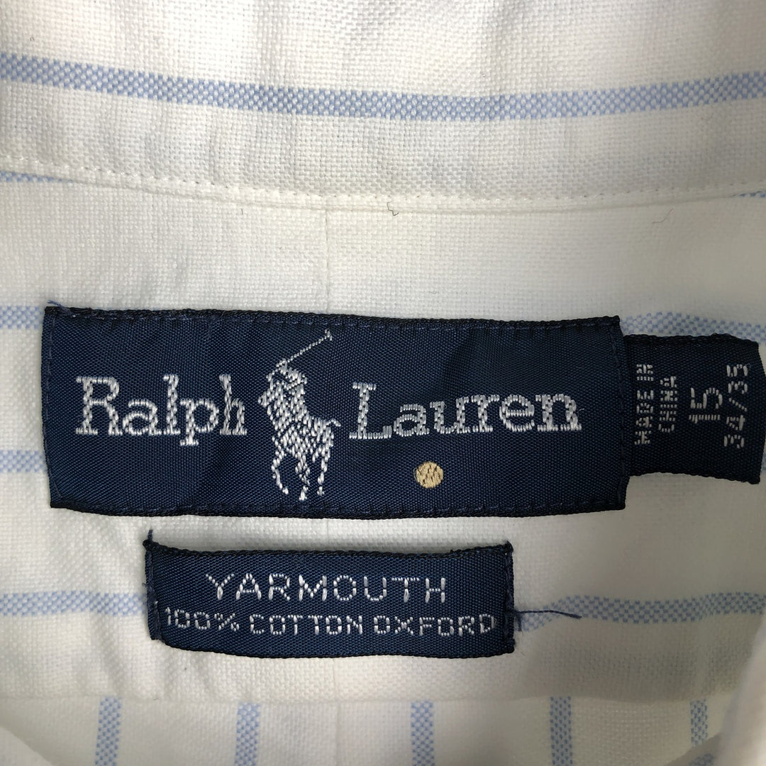 Ralph Lauren YARMOUTH Long Sleeve Button-Down Striped Shirt, Men's M Size cotton white type Vintage Second Hand