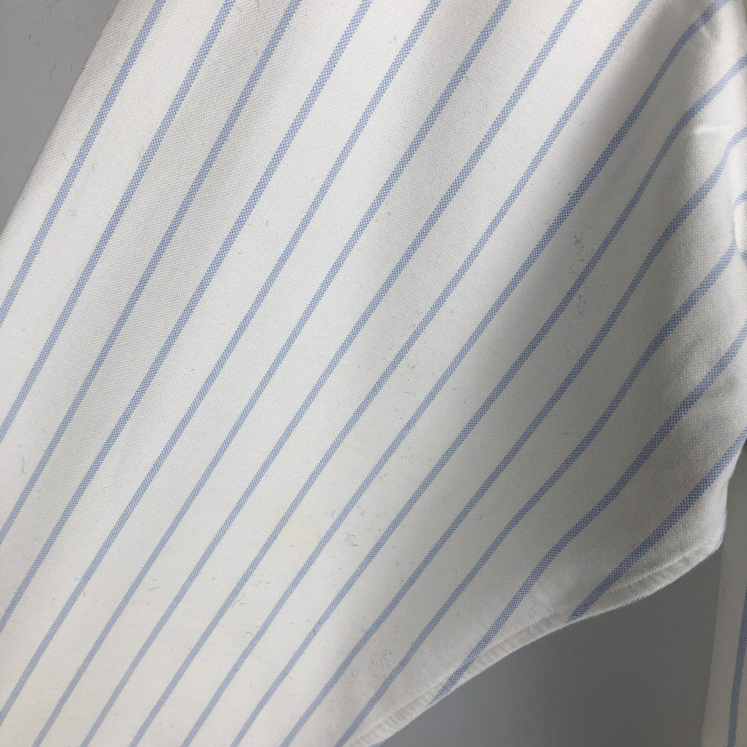 Ralph Lauren YARMOUTH Long Sleeve Button-Down Striped Shirt, Men's M Size cotton white type Vintage Second Hand