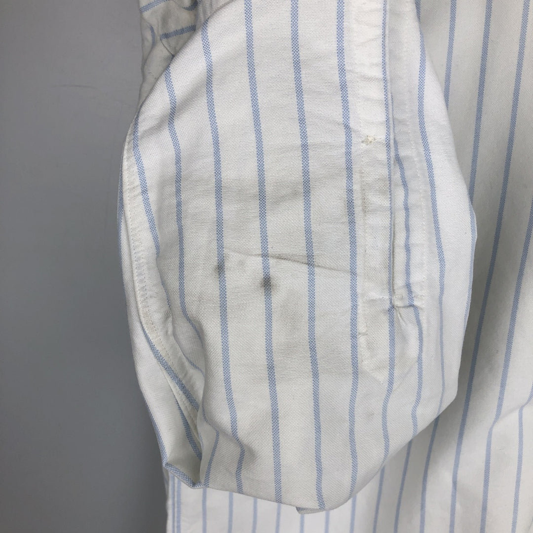 Ralph Lauren YARMOUTH Long Sleeve Button-Down Striped Shirt, Men's M Size cotton white type Vintage Second Hand