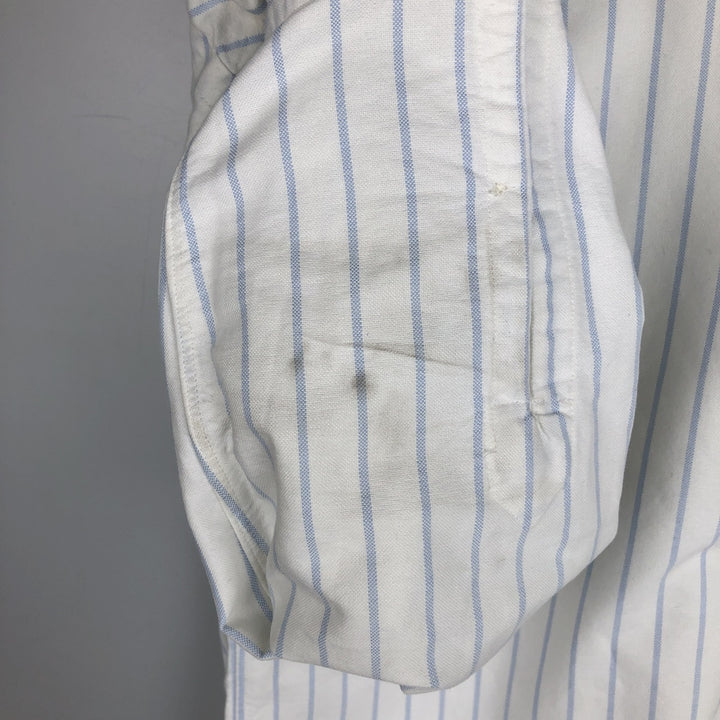 Ralph Lauren YARMOUTH Long Sleeve Button-Down Striped Shirt, Men's M Size cotton white type Vintage Second Hand