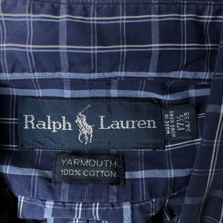 Ralph Lauren YARMOUTH Long Sleeve Button Down Check Shirt Men's XL cotton blue type Vintage Second Hand