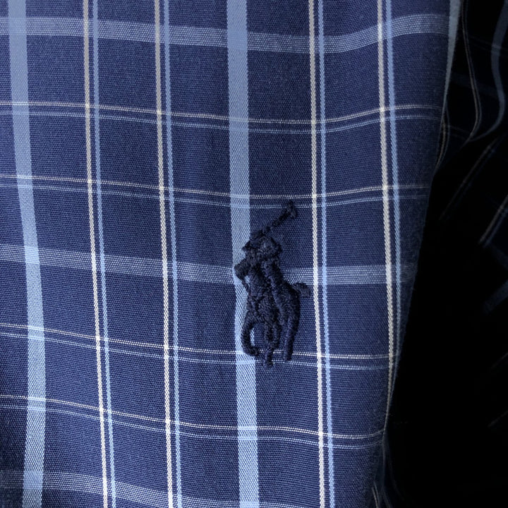 Ralph Lauren YARMOUTH Long Sleeve Button Down Check Shirt Men's XL cotton blue type Vintage Second Hand