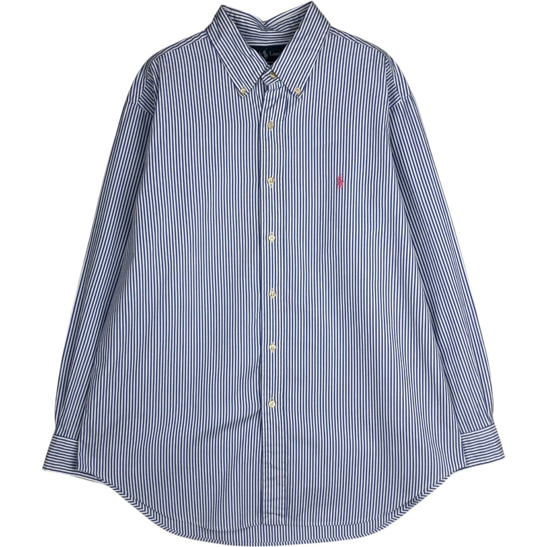 Ralph Lauren Classic Fit Long Sleeve Button Down Striped Shirt Men's Size L cotton blue type Vintage Second Hand
