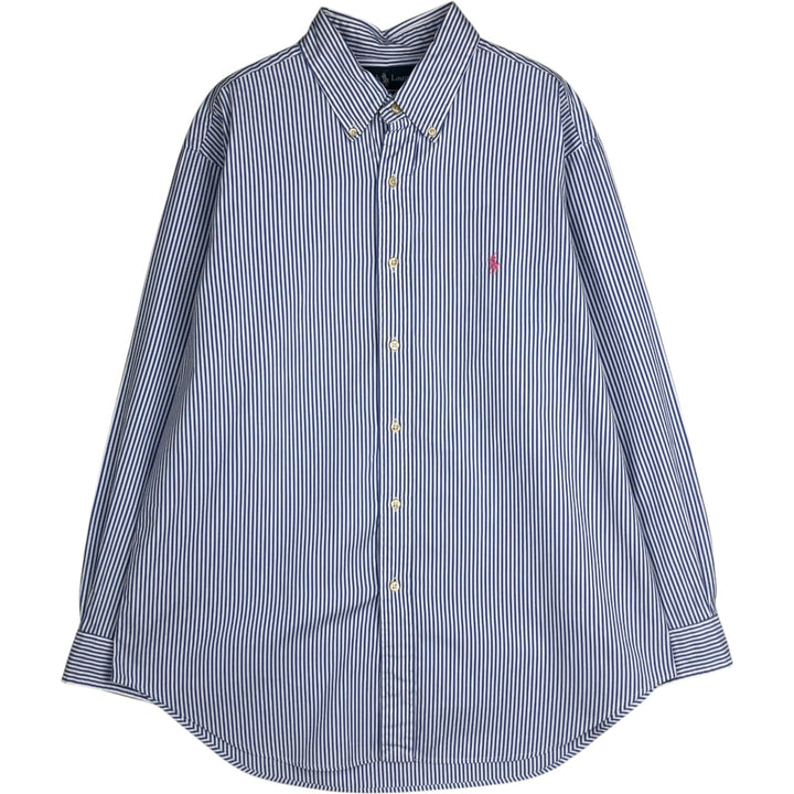 Ralph Lauren Classic Fit Long Sleeve Button Down Striped Shirt Men's Size L cotton blue type Vintage Second Hand