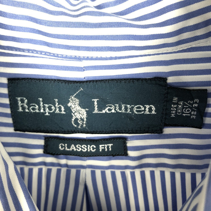 Ralph Lauren Classic Fit Long Sleeve Button Down Striped Shirt Men's Size L cotton blue type Vintage Second Hand
