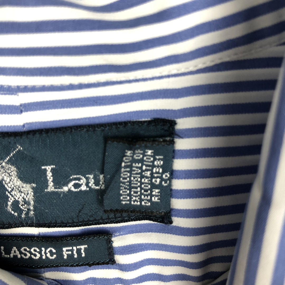 Ralph Lauren Classic Fit Long Sleeve Button Down Striped Shirt Men's Size L cotton blue type Vintage Second Hand