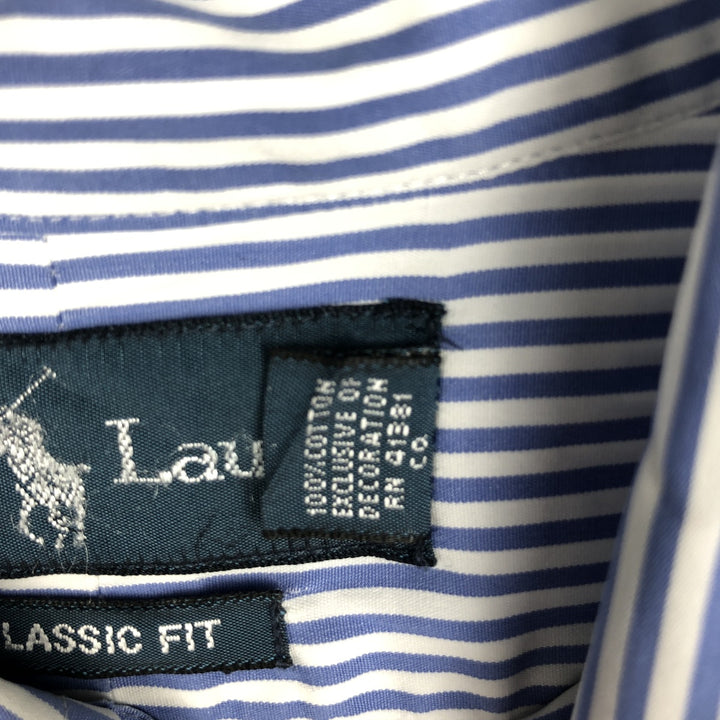 Ralph Lauren Classic Fit Long Sleeve Button Down Striped Shirt Men's Size L cotton blue type Vintage Second Hand