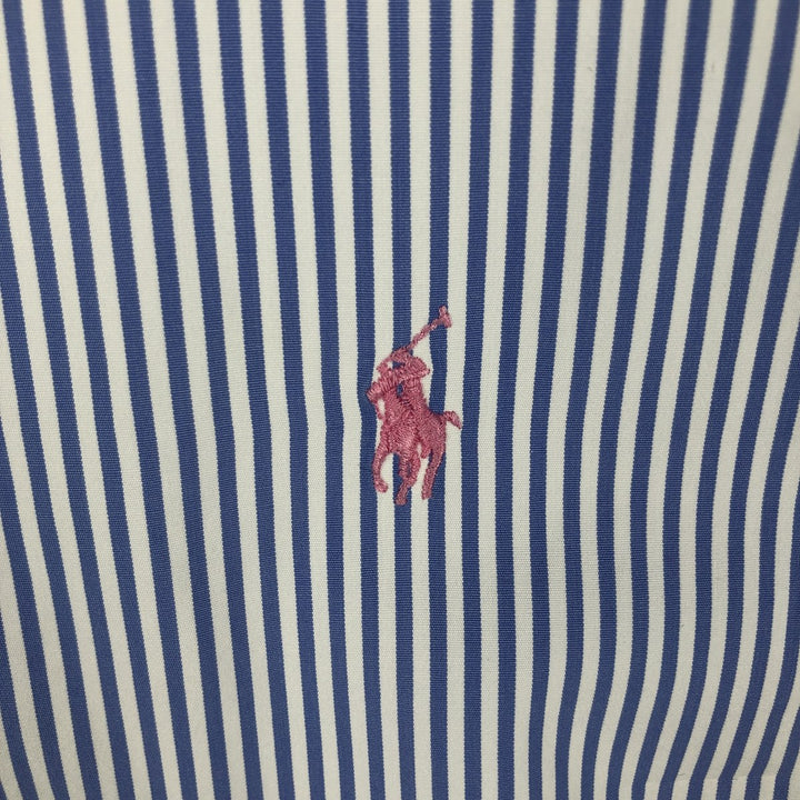 Ralph Lauren Classic Fit Long Sleeve Button Down Striped Shirt Men's Size L cotton blue type Vintage Second Hand