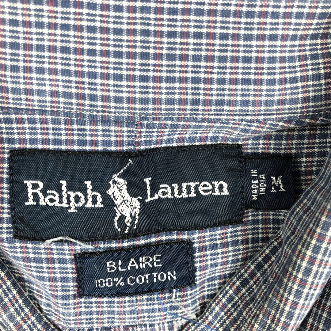 Ralph Lauren BLAIRE long sleeve button down check shirt, men's size M cotton blue type Vintage Second Hand