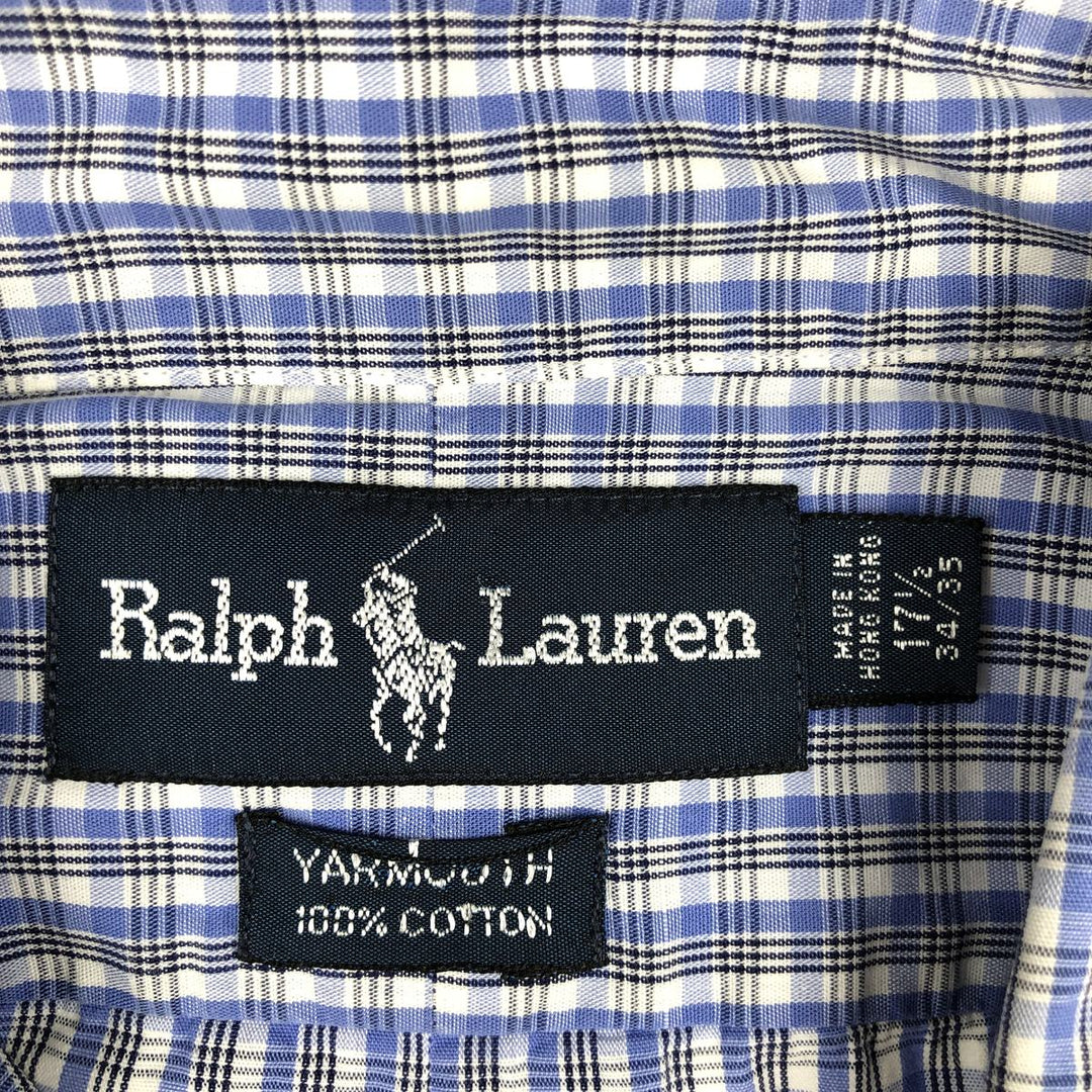 Ralph Lauren YARMOUTH Long Sleeve Button Down Check Shirt Men's XL cotton Blue type light blue Vintage Second Hand