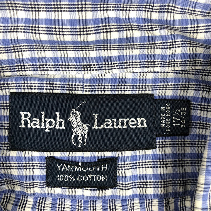 Ralph Lauren YARMOUTH Long Sleeve Button Down Check Shirt Men's XL cotton Blue type light blue Vintage Second Hand