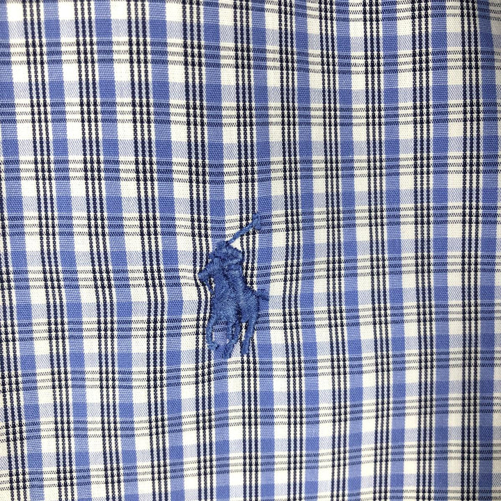 Ralph Lauren YARMOUTH Long Sleeve Button Down Check Shirt Men's XL cotton Blue type light blue Vintage Second Hand