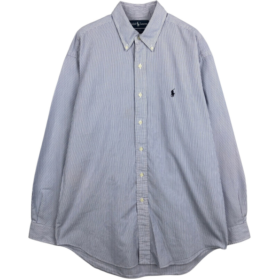 Ralph Lauren BLAKE Stripe Pattern Long-Sleeve Button-Down Stripe Shirt, Men's Size M (approx.) cotton purple type Vintage Second Hand