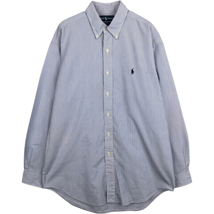 Ralph Lauren BLAKE Stripe Pattern Long-Sleeve Button-Down Stripe Shirt, Men's Size M (approx.) cotton purple type Vintage Second Hand